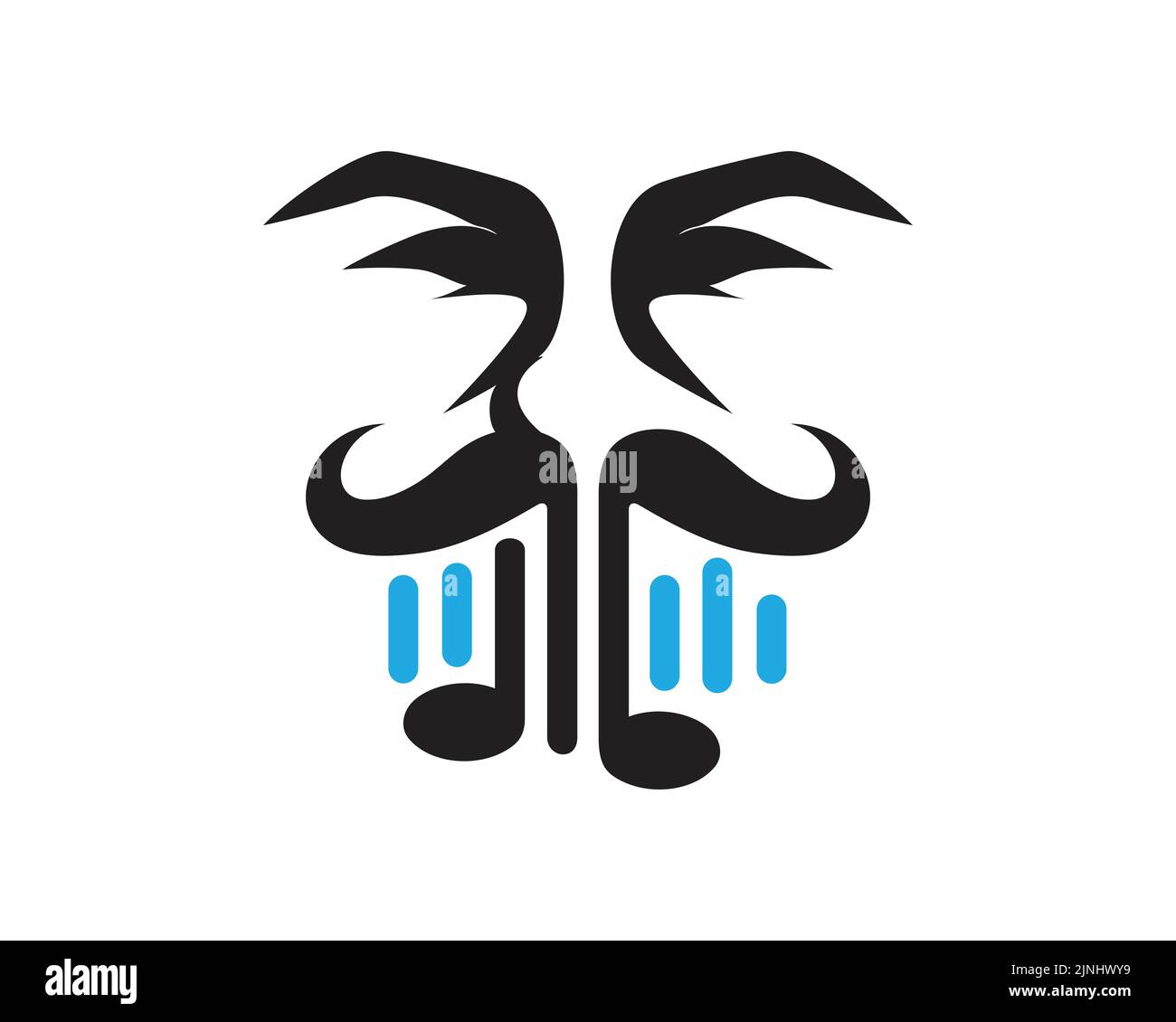 Notazione musicale combinata con Moustache Man Illustration Illustrazione Vettoriale