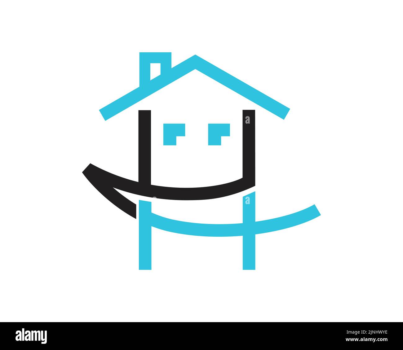 Casa semplice e creativa abbinata a Smile Symbol visualizzata con un'illustrazione semplice Illustrazione Vettoriale