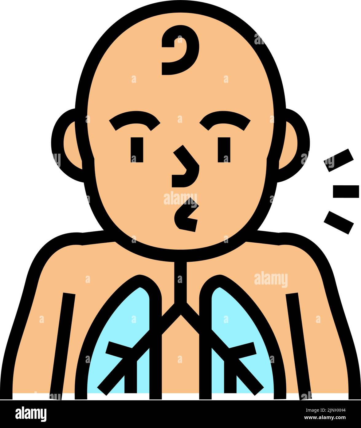 immagine vettoriale dell'icona a colori del riflesso della tosse Illustrazione Vettoriale