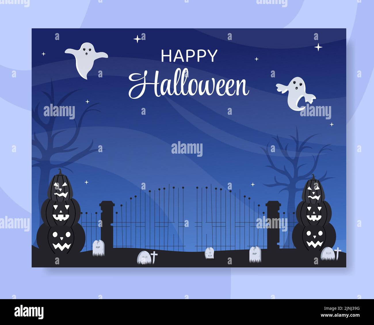 Halloween Notte Photocall modello disegnato a mano Cartoon Flat Illustrazione Illustrazione Vettoriale