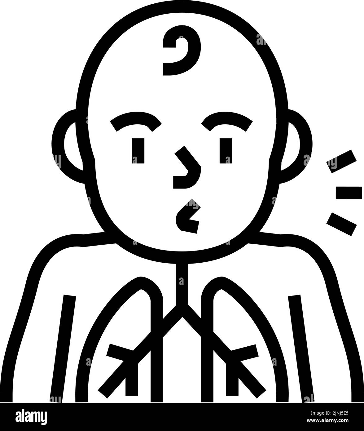 immagine vettoriale dell'icona della linea riflessa della tosse Illustrazione Vettoriale