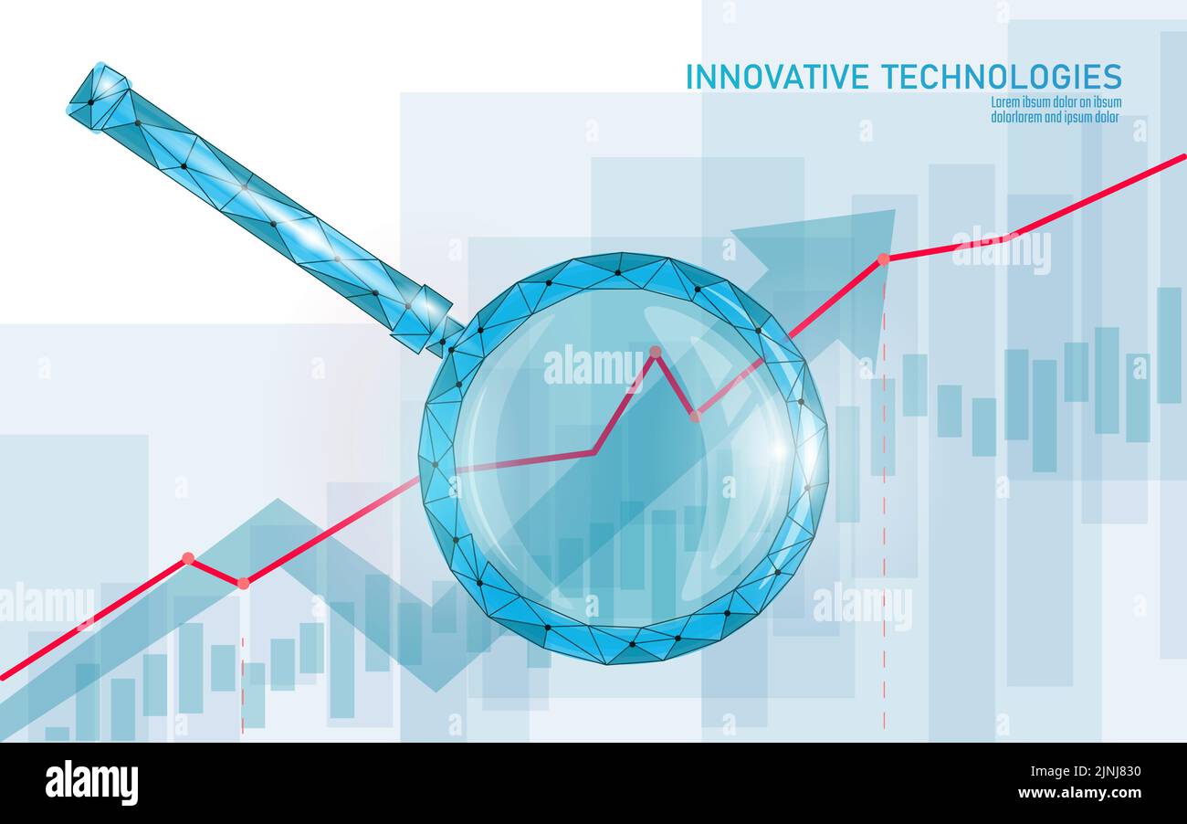 Aumento delle informazioni di analisi dei grafici. Ricerca informazioni dati news. Finanza globale crisi economica trend sfondo grafico vettoriale Illustrazione Vettoriale