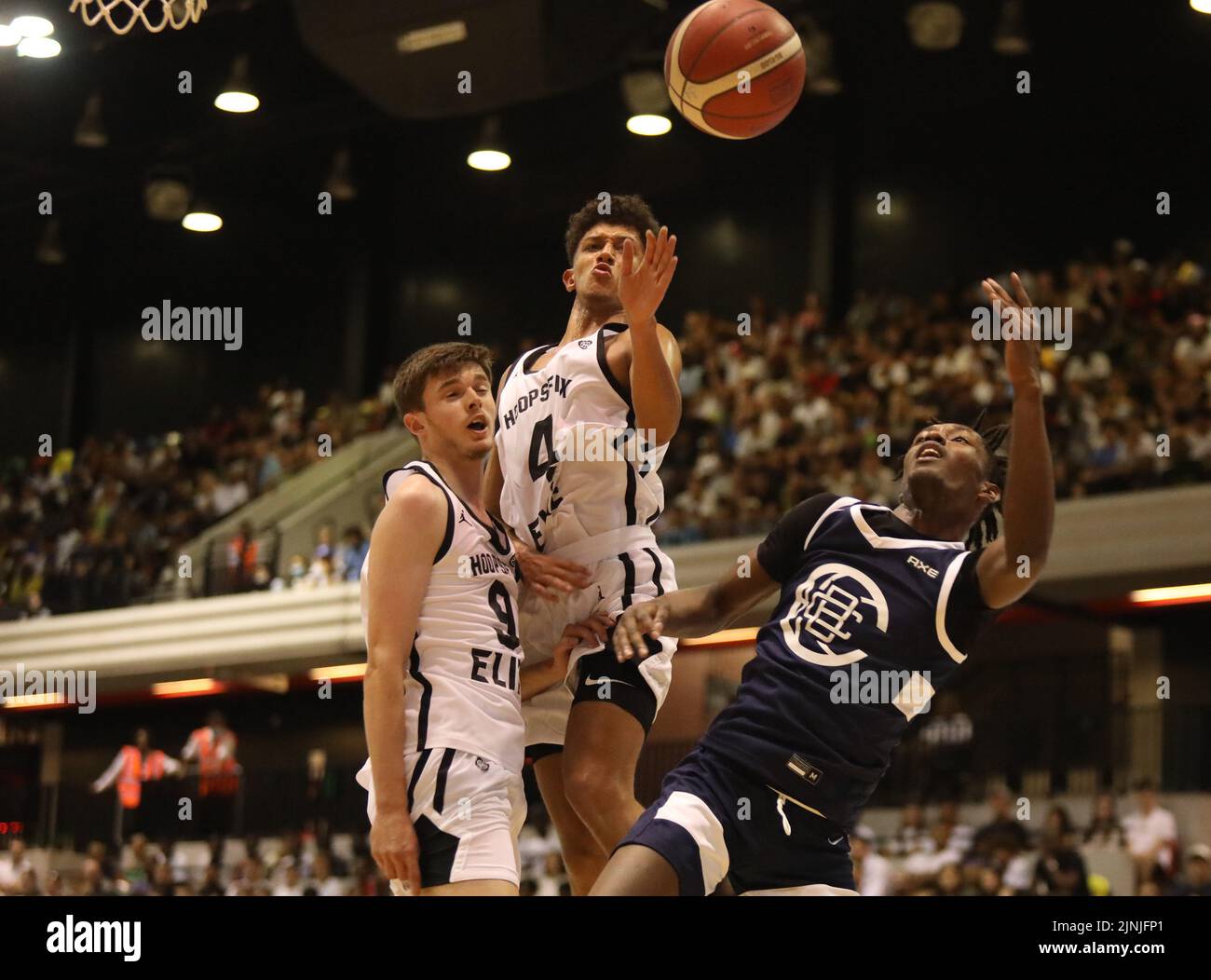 Londra, Regno Unito. 11th ago, 2022. HoopsFix / California Basketball Club al Copper Box Arena, Londra, Regno Unito il 11 agosto 2022. Foto di Joshua Smith. Solo per uso editoriale, licenza richiesta per uso commerciale. Non è utilizzabile nelle scommesse, nei giochi o nelle pubblicazioni di un singolo club/campionato/giocatore. Credit: UK Sports Pics Ltd/Alamy Live News Foto Stock