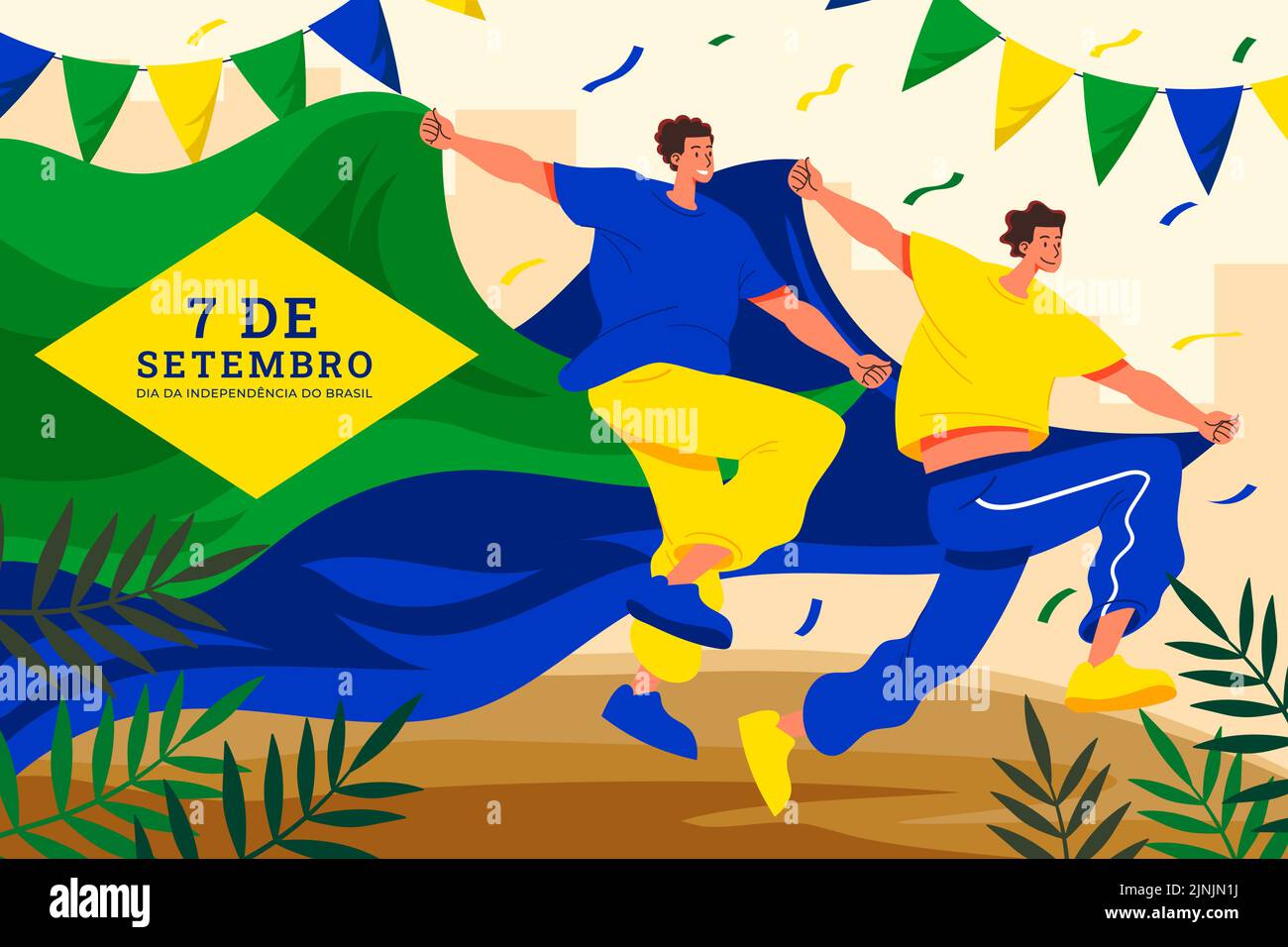 Illustrazione piatta per 7 de setembro Celebration Vector Illustration. Illustrazione Vettoriale