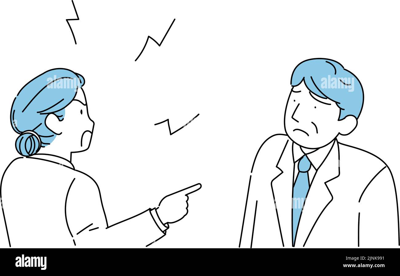 Medico di sesso maschile arrabbiato con una donna Illustrazione Vettoriale