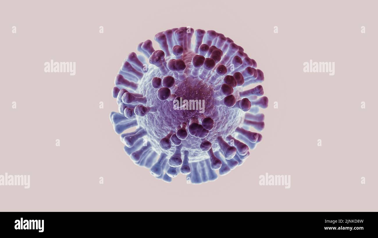 Illustrazione di una cellula virale, infezione virale o malattia infettiva Foto Stock