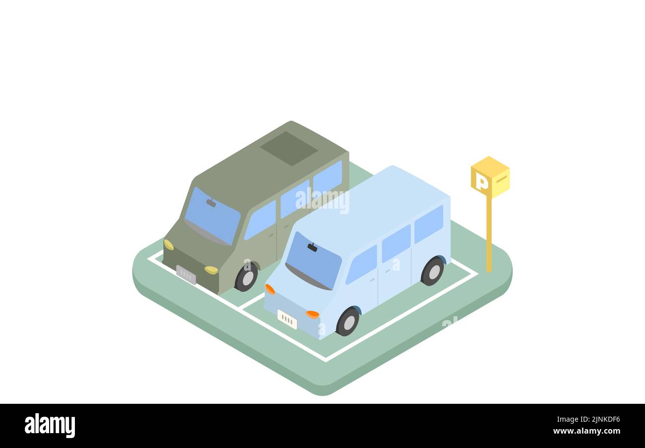 Immagine di due carrelli parcheggiati affiancati isometrici Illustrazione Vettoriale
