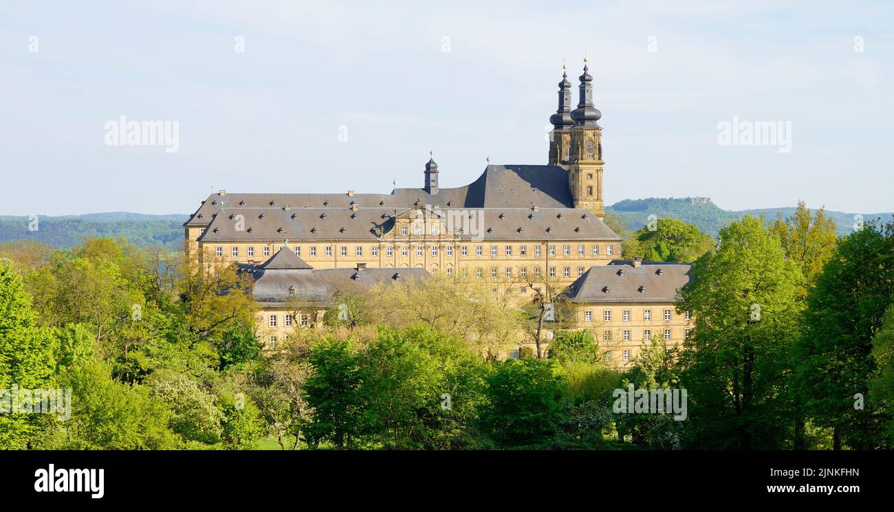 L'Abbazia di Banz, oggi conosciuta come Castello di Banz, è un ex monastero benedettino, Bad Staffelstein a nord di Bamberg, Baviera, Germania meridionale Foto Stock