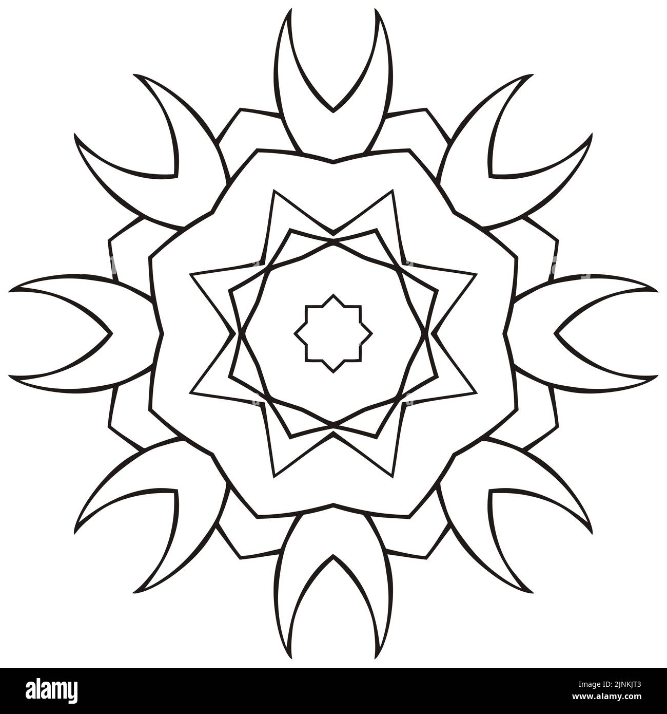 Logo vettoriale rotondo mandala, ornamento etnico per spa, boutique floreale, negozio cinese o indiano, centro yoga, potere vegano, arabo orientale, benessere. Illustrazione Vettoriale