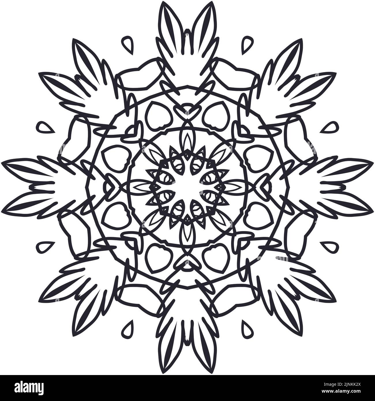 Logo vettoriale rotondo mandala, ornamento etnico per spa, boutique floreale, negozio cinese o indiano, centro yoga, potere vegano, arabo orientale, benessere. Illustrazione Vettoriale