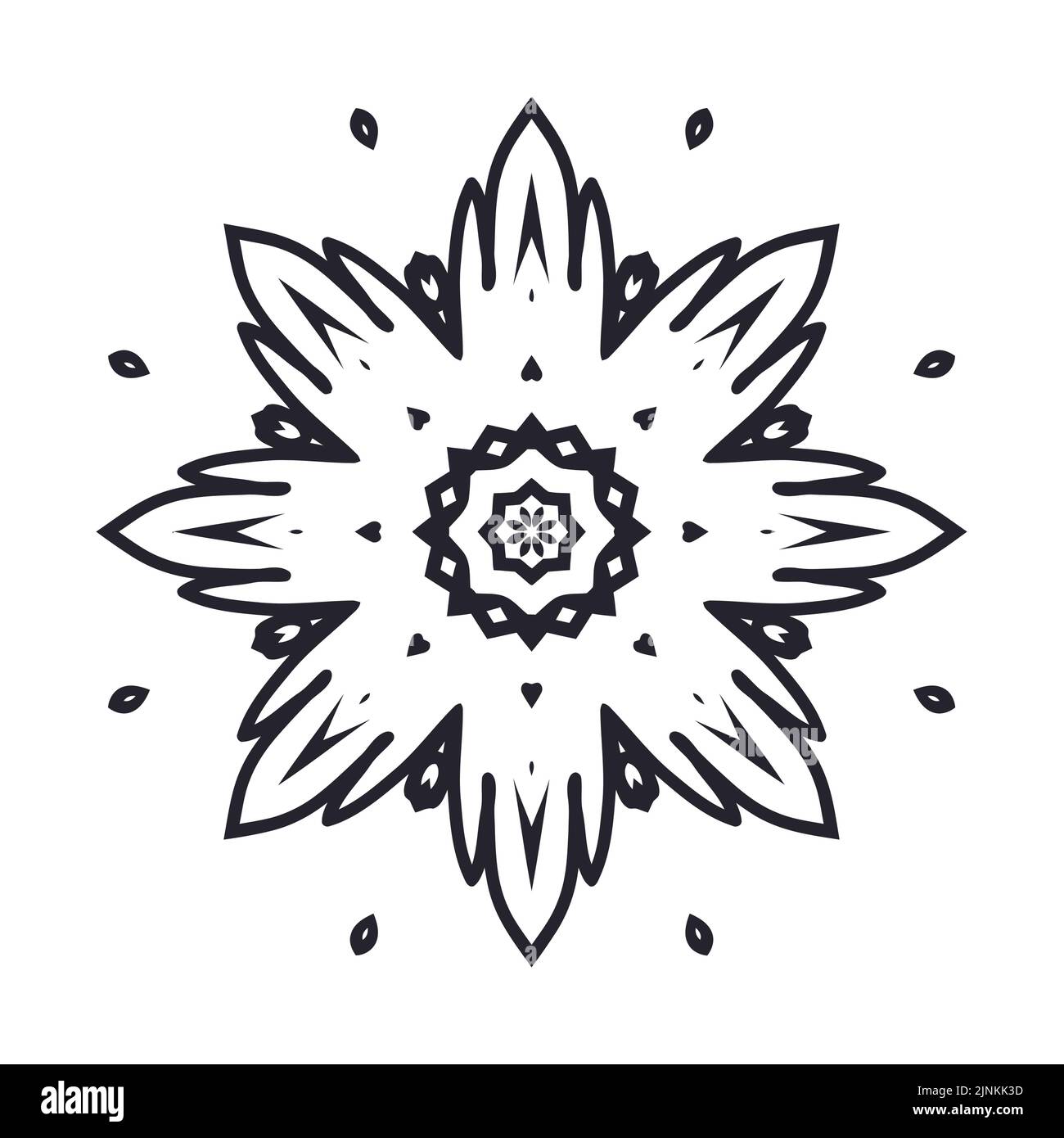Logo vettoriale rotondo mandala, ornamento etnico per spa, boutique floreale, negozio cinese o indiano, centro yoga, potere vegano, arabo orientale, benessere. Illustrazione Vettoriale