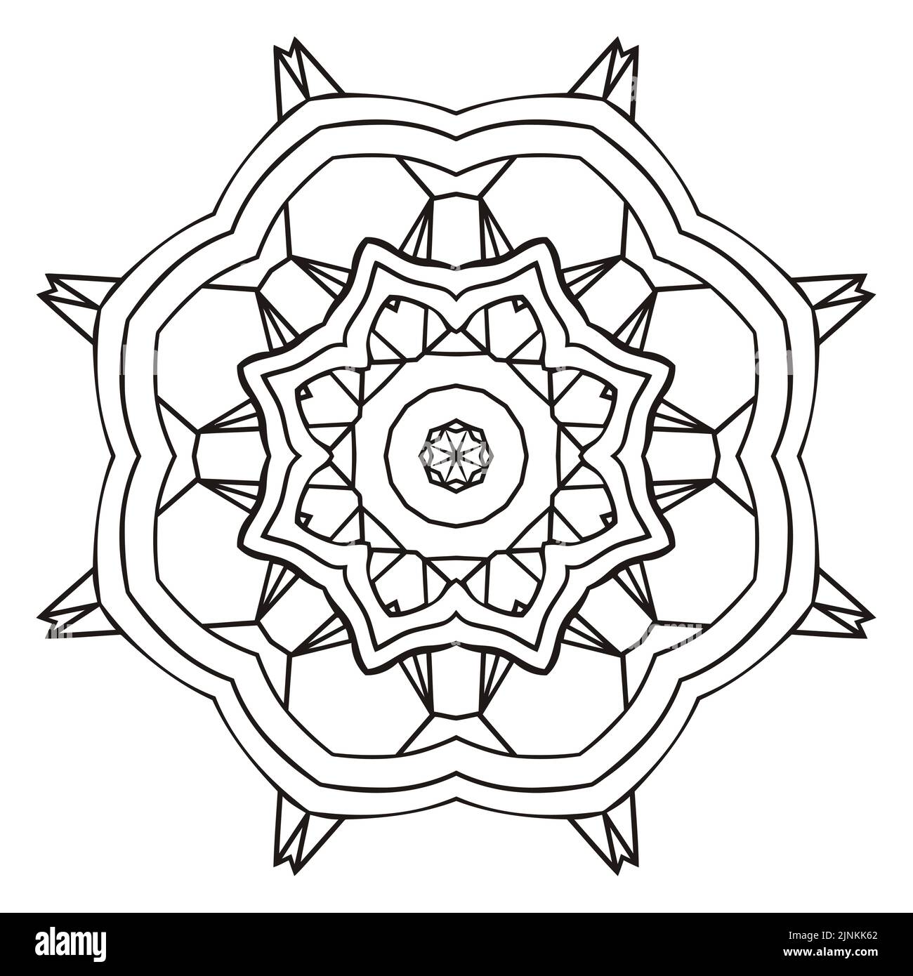 Logo vettoriale rotondo mandala, ornamento etnico per spa, boutique floreale, negozio cinese o indiano, centro yoga, potere vegano, arabo orientale, benessere. Illustrazione Vettoriale