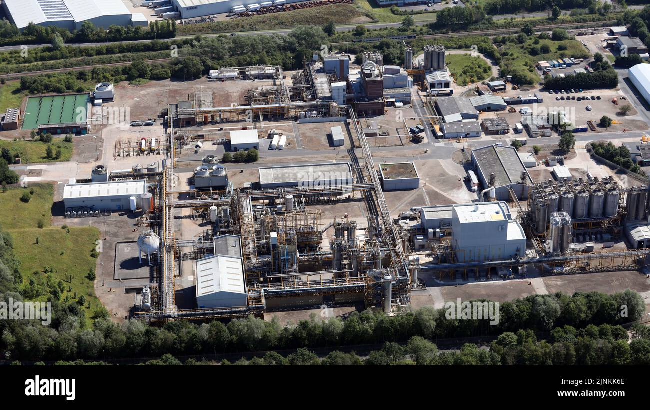Veduta aerea di Hydro Polymers Ltd (lato sinistro), INOVYN ChlorVinyls Ltd (lato destro) & Ineos fabbriche / impianti a Newton Aycliffe, contea Durham Foto Stock