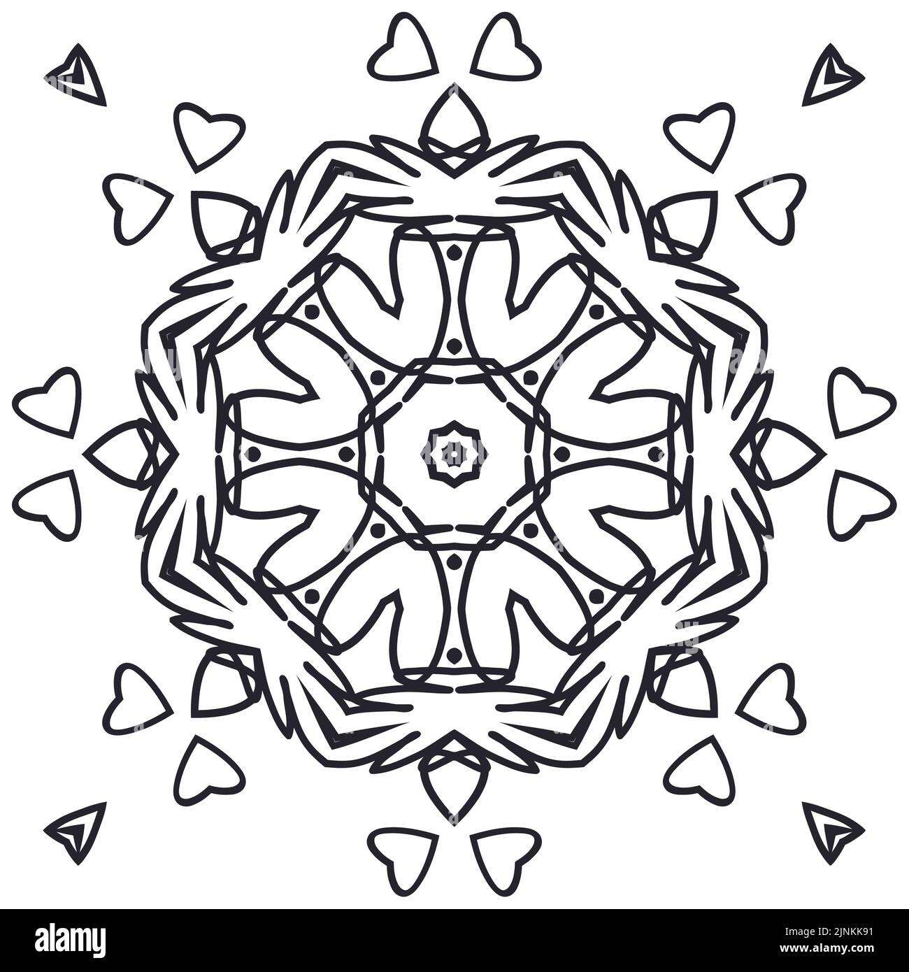 Logo vettoriale rotondo mandala, ornamento etnico per spa, boutique floreale, negozio cinese o indiano, centro yoga, potere vegano, arabo orientale, benessere. Illustrazione Vettoriale