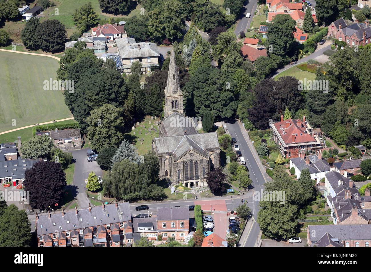 Vista aerea della chiesa della Santissima Trinità di Ripon, North Yorkshire Foto Stock