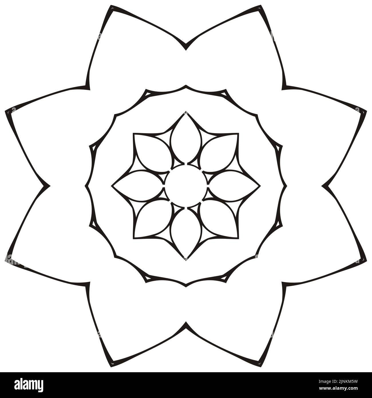 Logo vettoriale rotondo mandala, ornamento etnico per spa, boutique floreale, negozio cinese o indiano, centro yoga, potere vegano, arabo orientale, benessere. Illustrazione Vettoriale