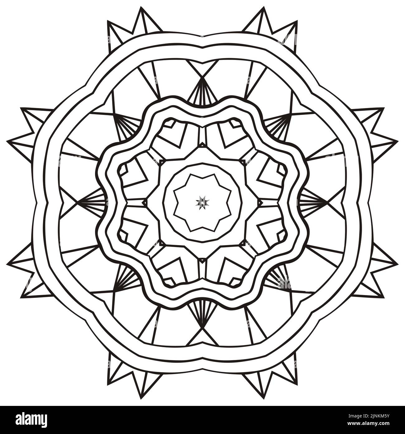 Logo vettoriale rotondo mandala, ornamento etnico per spa, boutique floreale, negozio cinese o indiano, centro yoga, potere vegano, arabo orientale, benessere. Illustrazione Vettoriale