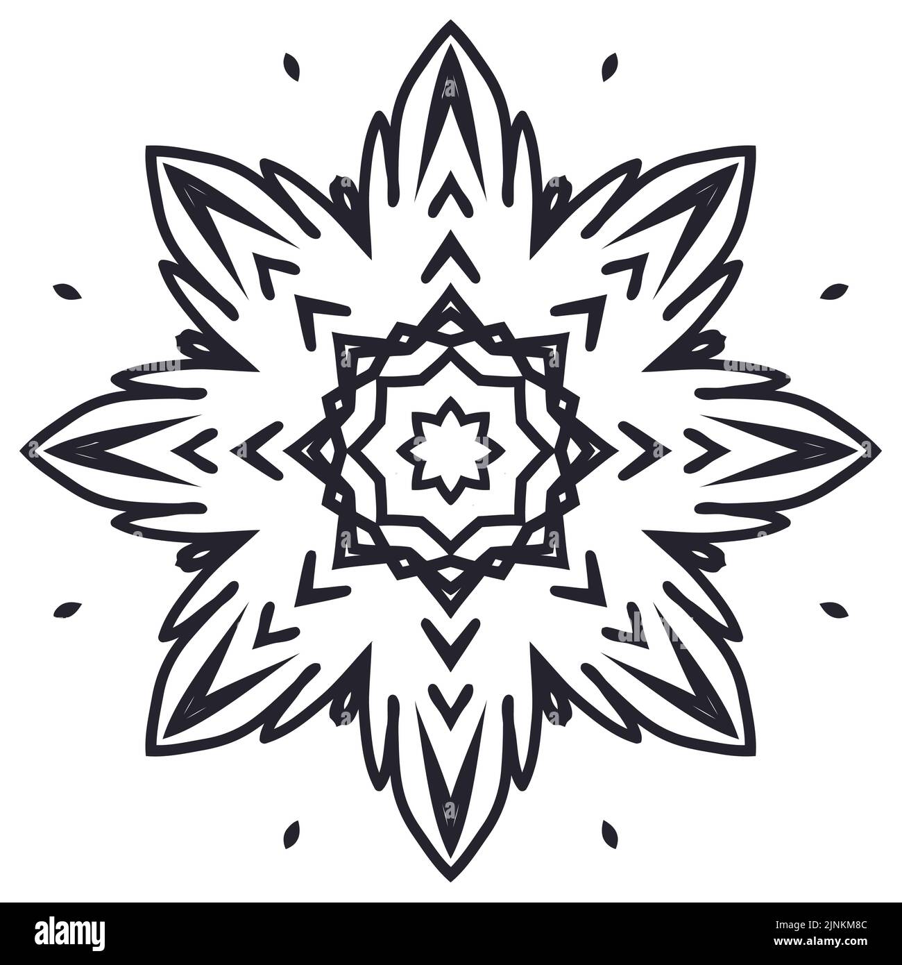 Logo vettoriale rotondo mandala, ornamento etnico per spa, boutique floreale, negozio cinese o indiano, centro yoga, potere vegano, arabo orientale, benessere. Illustrazione Vettoriale