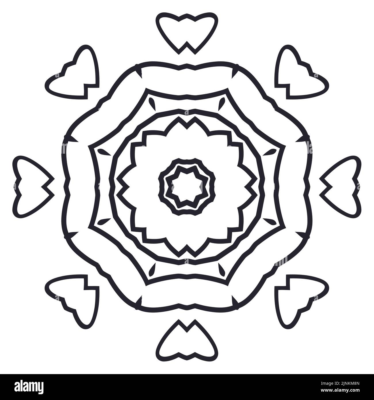 Logo vettoriale rotondo mandala, ornamento etnico per spa, boutique floreale, negozio cinese o indiano, centro yoga, potere vegano, arabo orientale, benessere. Illustrazione Vettoriale