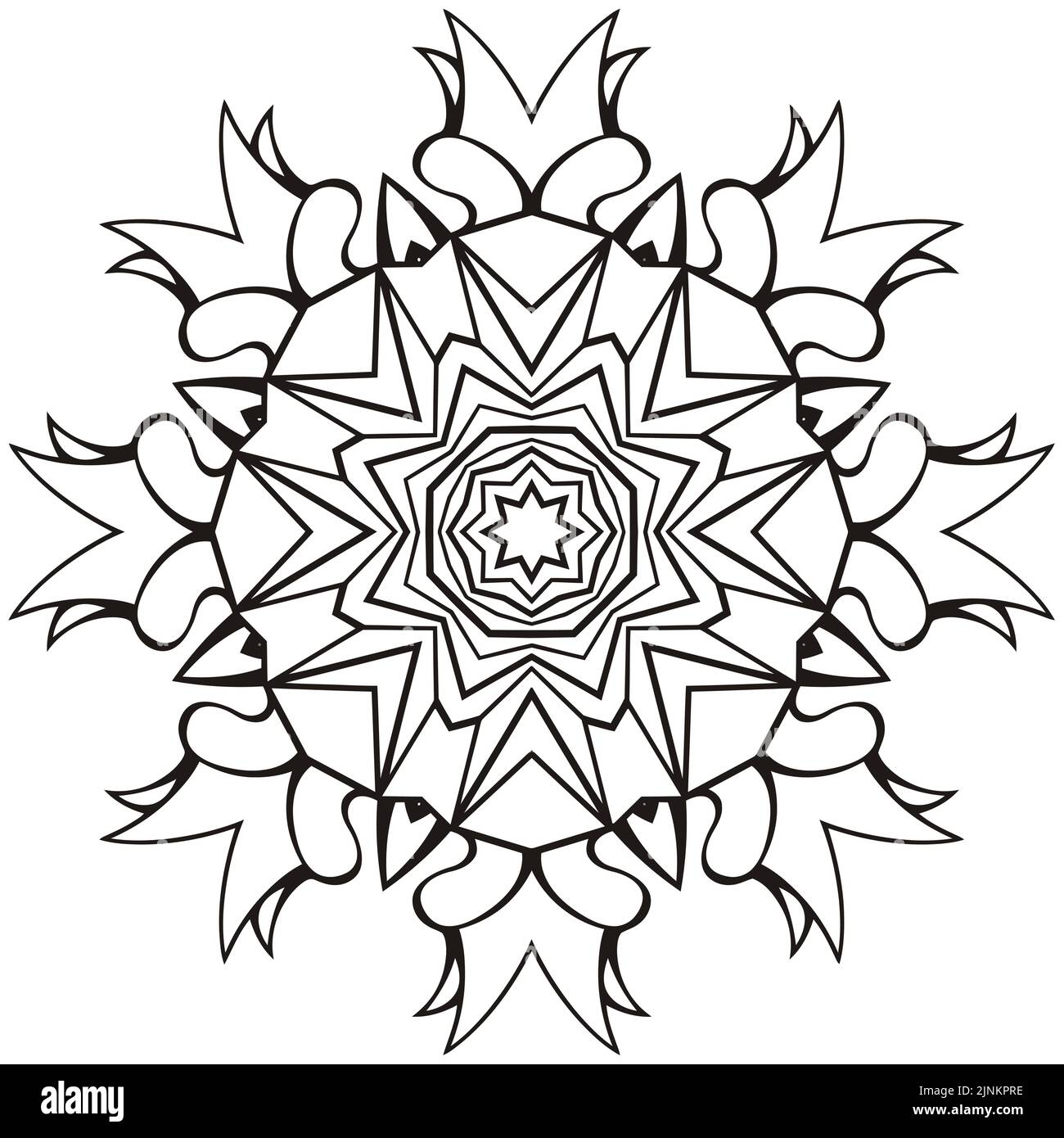 Logo vettoriale rotondo mandala, ornamento etnico per spa, boutique floreale, negozio cinese o indiano, centro yoga, potere vegano, arabo orientale, benessere. Illustrazione Vettoriale