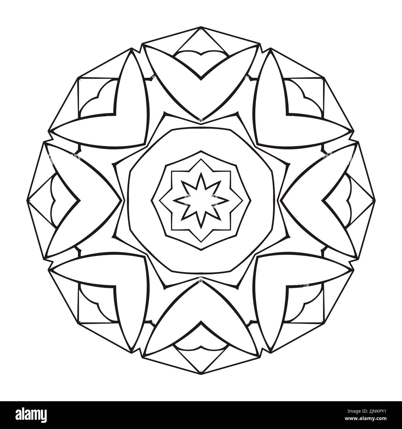 Logo vettoriale rotondo mandala, ornamento etnico per spa, boutique floreale, negozio cinese o indiano, centro yoga, potere vegano, arabo orientale, benessere. Illustrazione Vettoriale