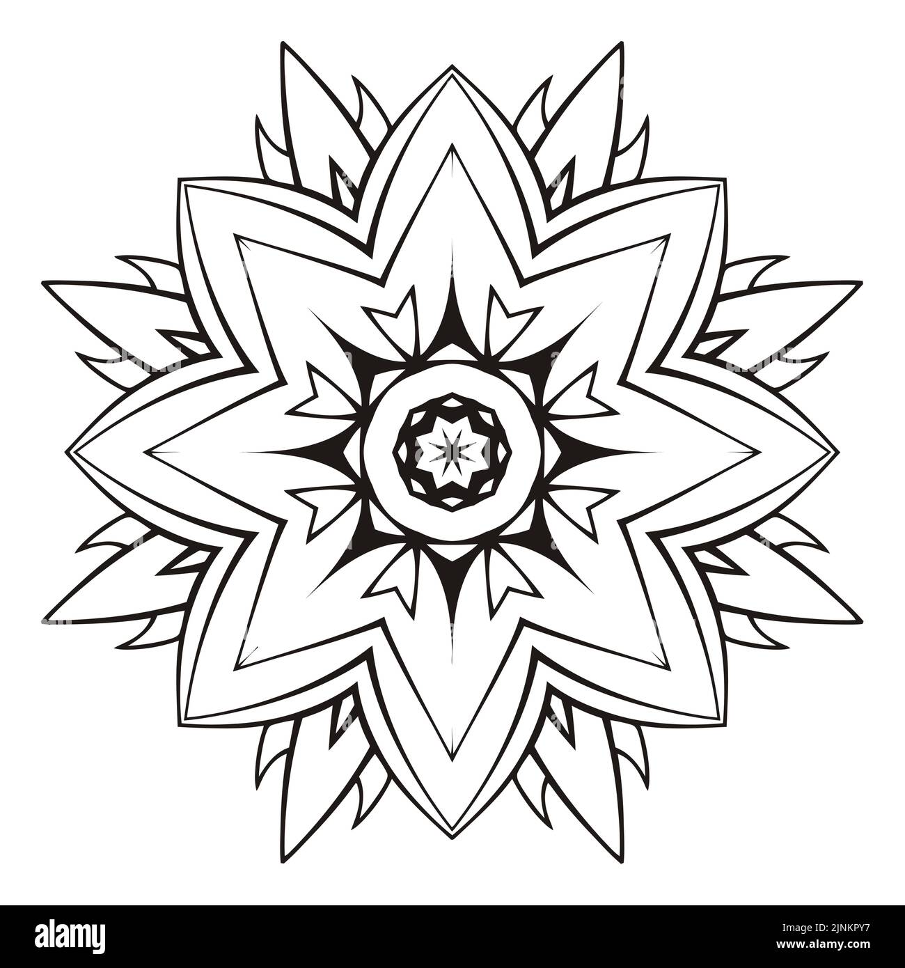 Logo vettoriale rotondo mandala, ornamento etnico per spa, boutique floreale, negozio cinese o indiano, centro yoga, potere vegano, arabo orientale, benessere. Illustrazione Vettoriale