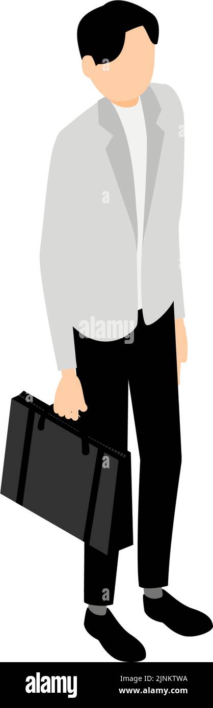 Uomo d'affari in piedi isometrico con una borsa Illustrazione Vettoriale