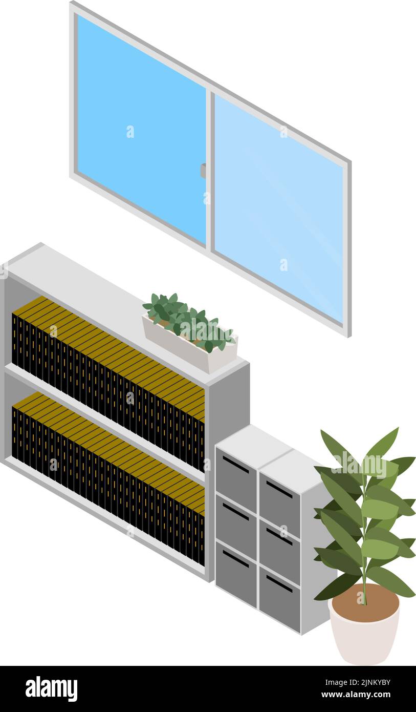 Finestre aperte per la ventilazione, isometriche Illustrazione Vettoriale