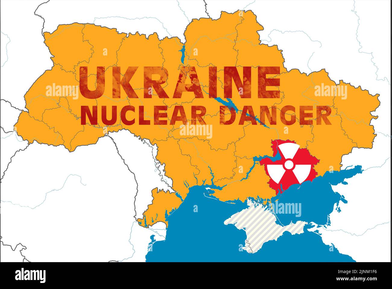 Rischio reale di un disastro nucleare nella regione di Zaporozhye in Ucraina, pericolo nucleare, guerra Ucraina e Russia Foto Stock