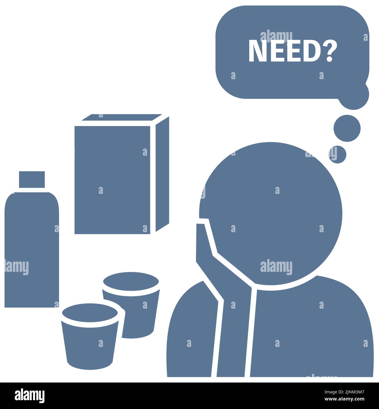 Immagine icona di una persona che pensa a cosa acquistare Illustrazione Vettoriale