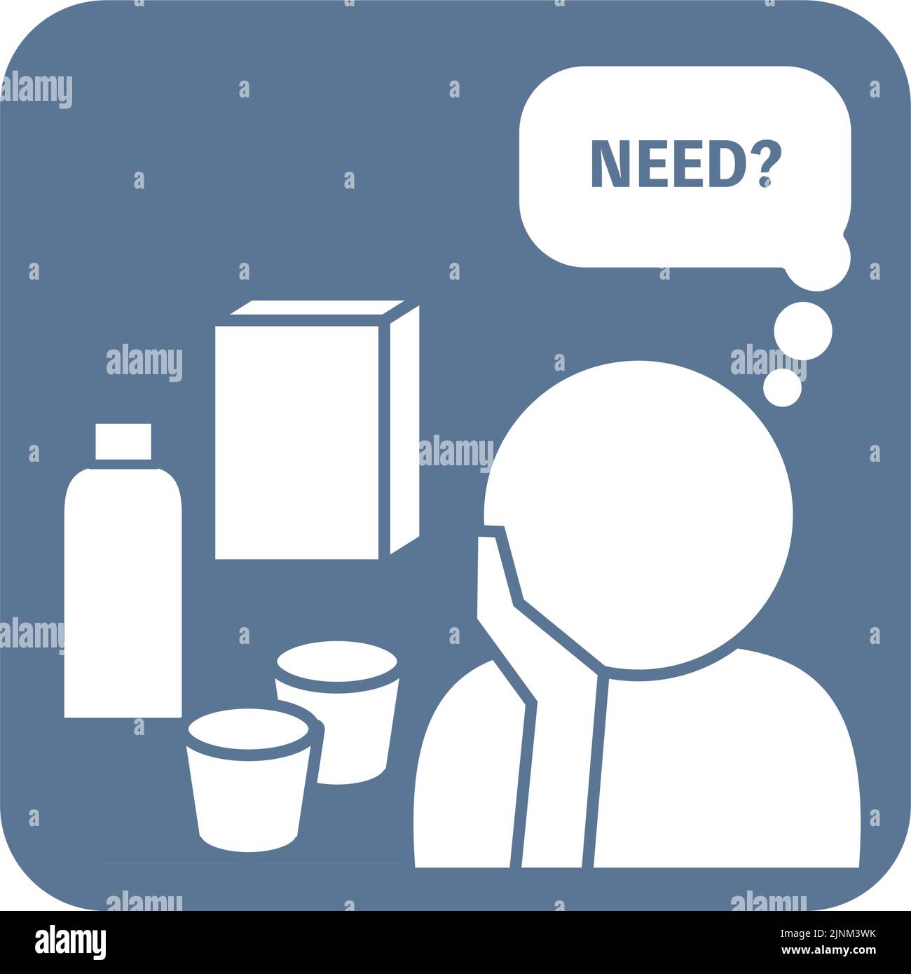 Immagine icona di una persona che pensa a cosa acquistare Illustrazione Vettoriale