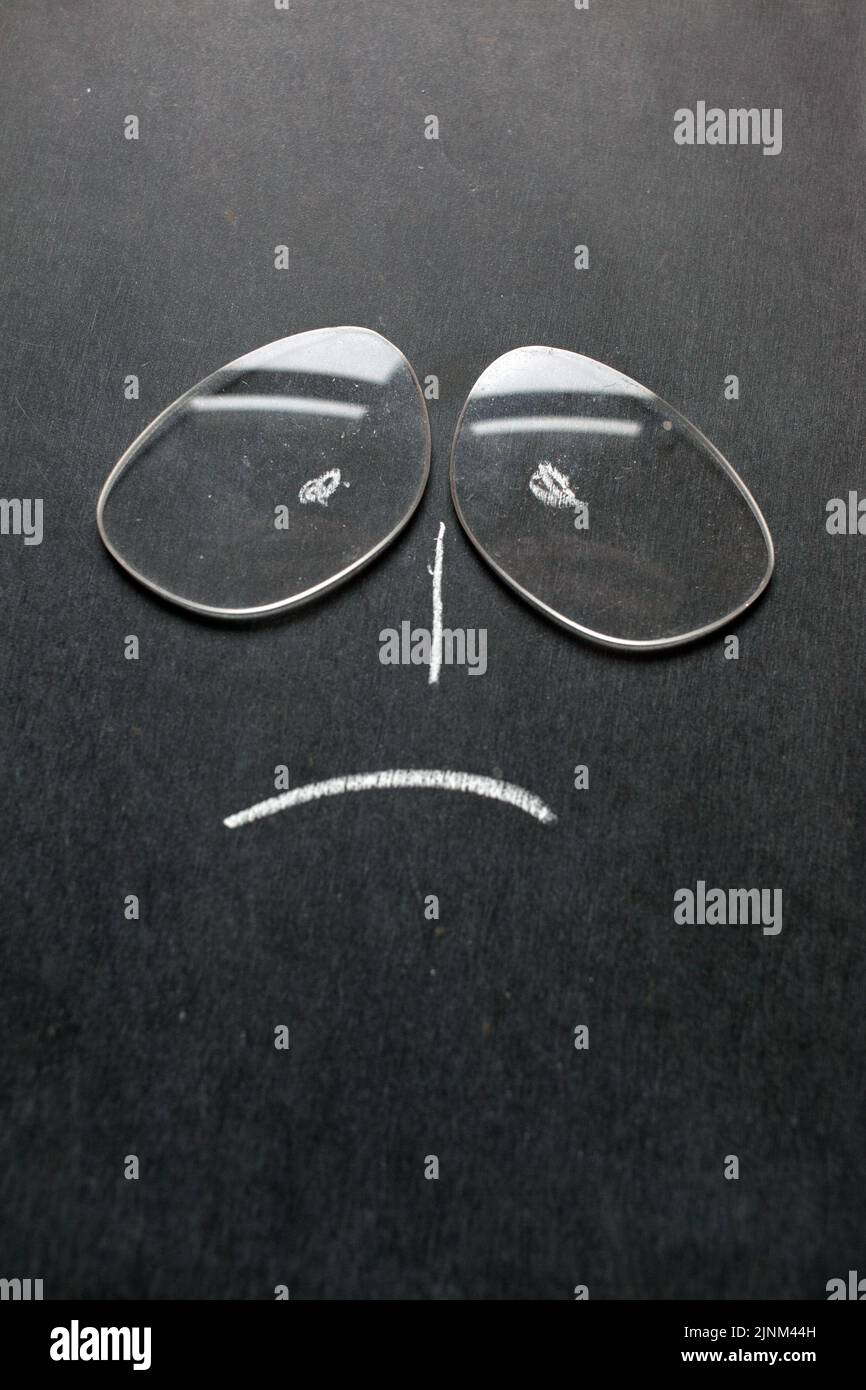 triste, occhiali, viso, sad, occhiali da vista, occhiali, occhiali, volti Foto Stock