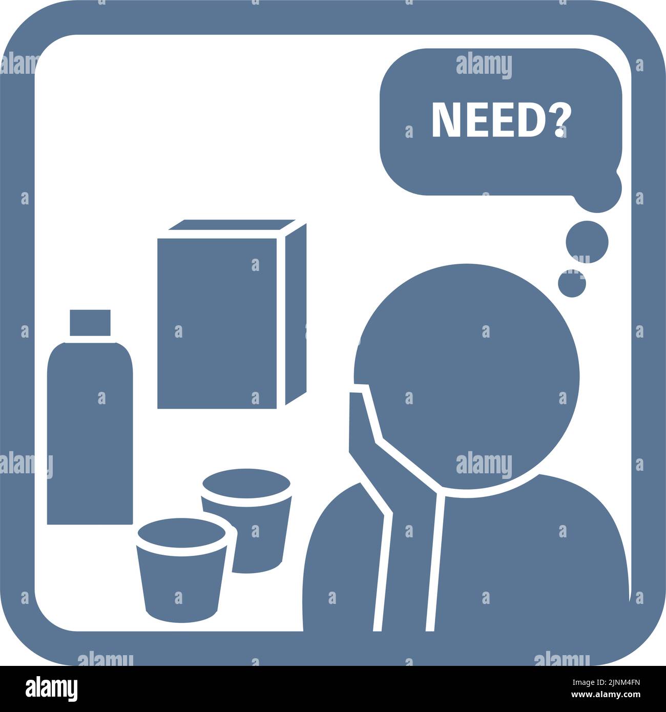 Immagine icona di una persona che pensa a cosa acquistare Illustrazione Vettoriale