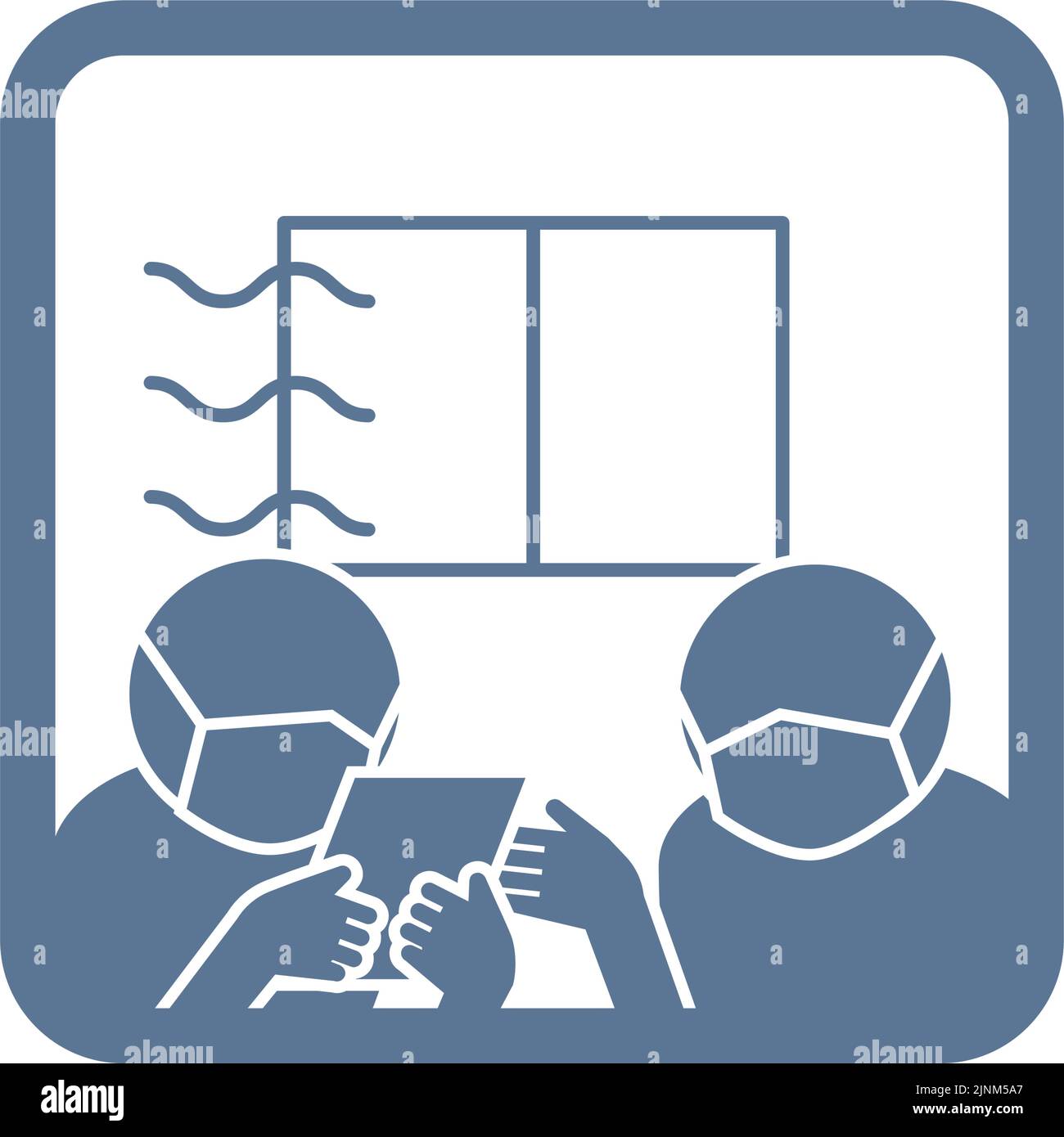 Icona per favorire la ventilazione con una maschera quando è rivolta verso l'alto Illustrazione Vettoriale