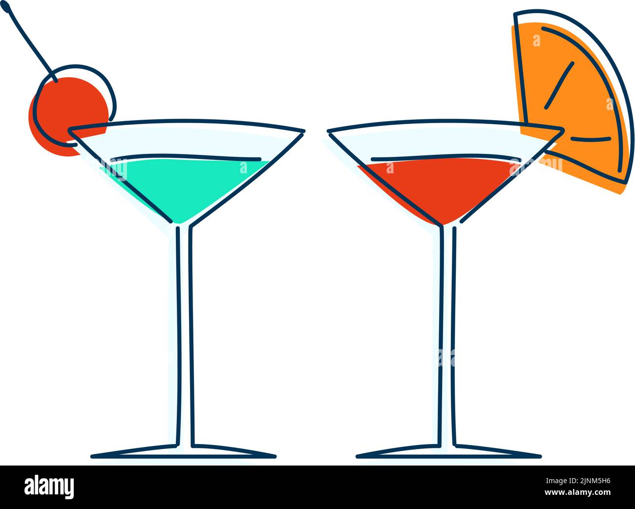 Immagine di due persone che bevono un cocktail Illustrazione Vettoriale