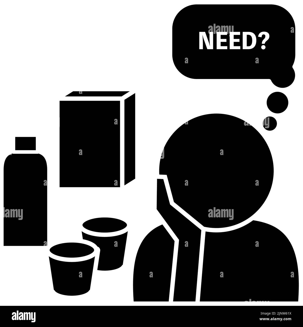 Immagine icona di una persona che pensa a cosa acquistare Illustrazione Vettoriale