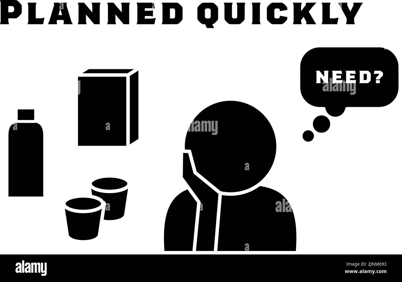 Immagine icona di una persona che pensa a cosa acquistare Illustrazione Vettoriale