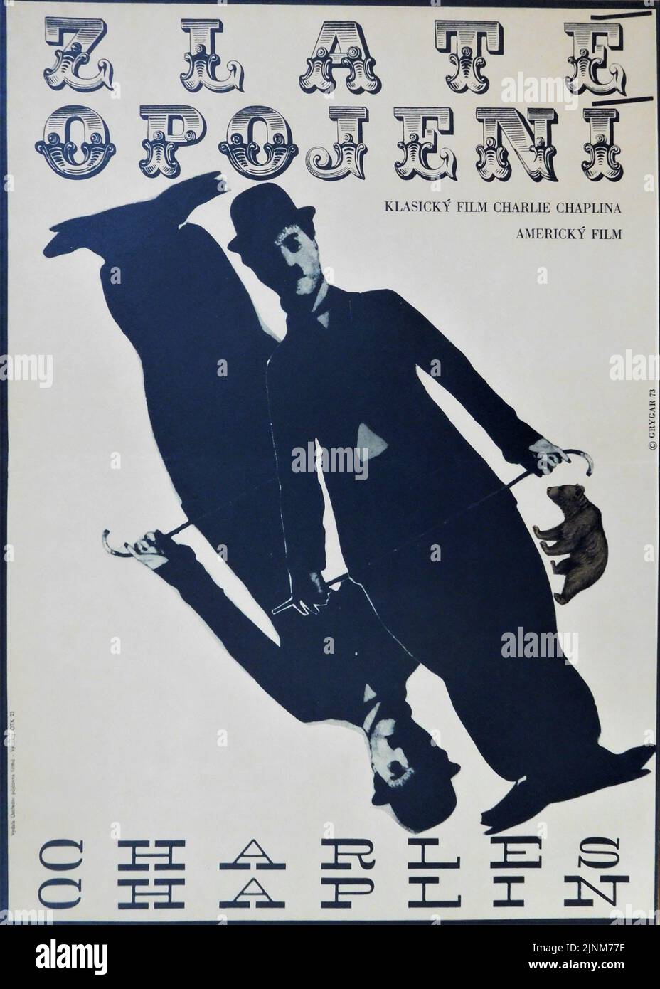 Poster di rilasci del 1973 per CHARLIE CHAPLIN nella GOLD RUSH 1925 regista/ produttore / scrittore / musica CHARLES CHAPLIN Charles Chaplin Productions Foto Stock