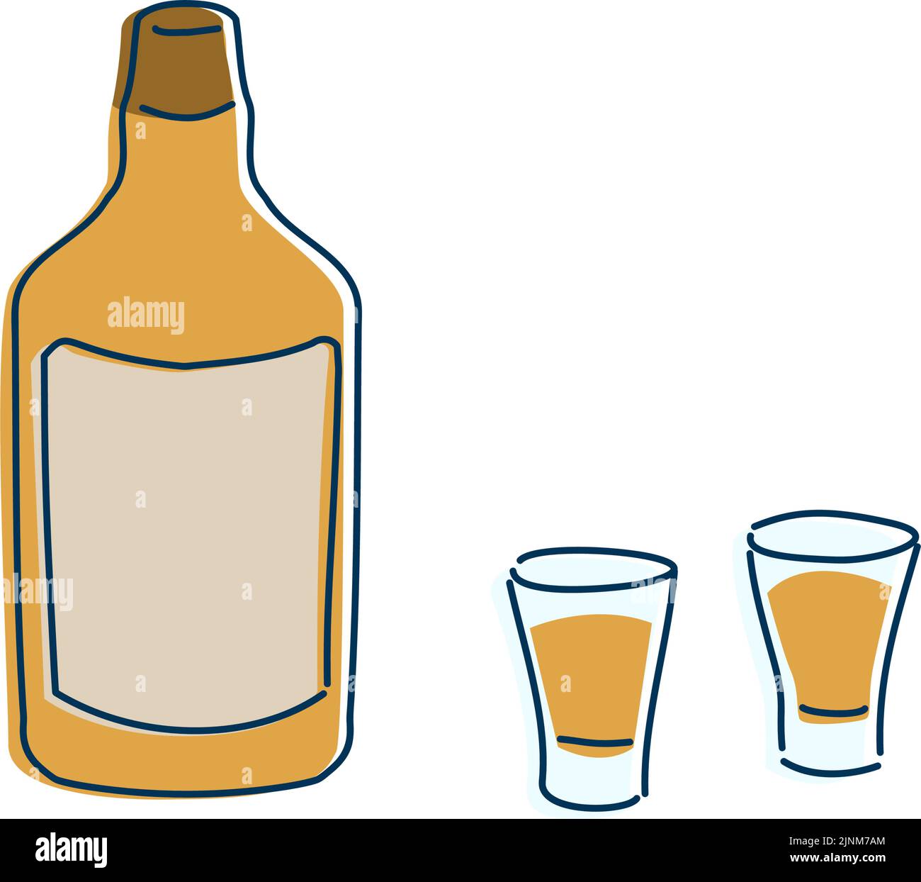 Immagine di due persone che bevono whiskey in un bicchierino Illustrazione Vettoriale