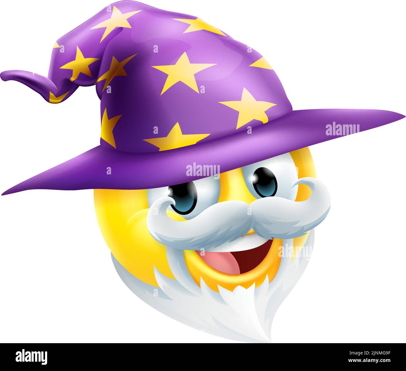 Wizard Emoticon faccia Emoji icona Cartoon Illustrazione Vettoriale