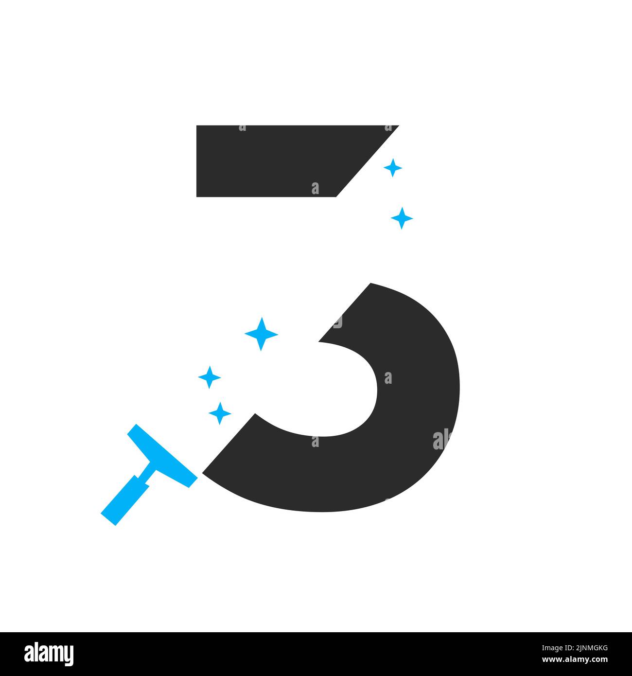 Modello vettoriale del logo per la pulizia della casa Letter 3 per il servizio di pulizia della stanza Illustrazione Vettoriale