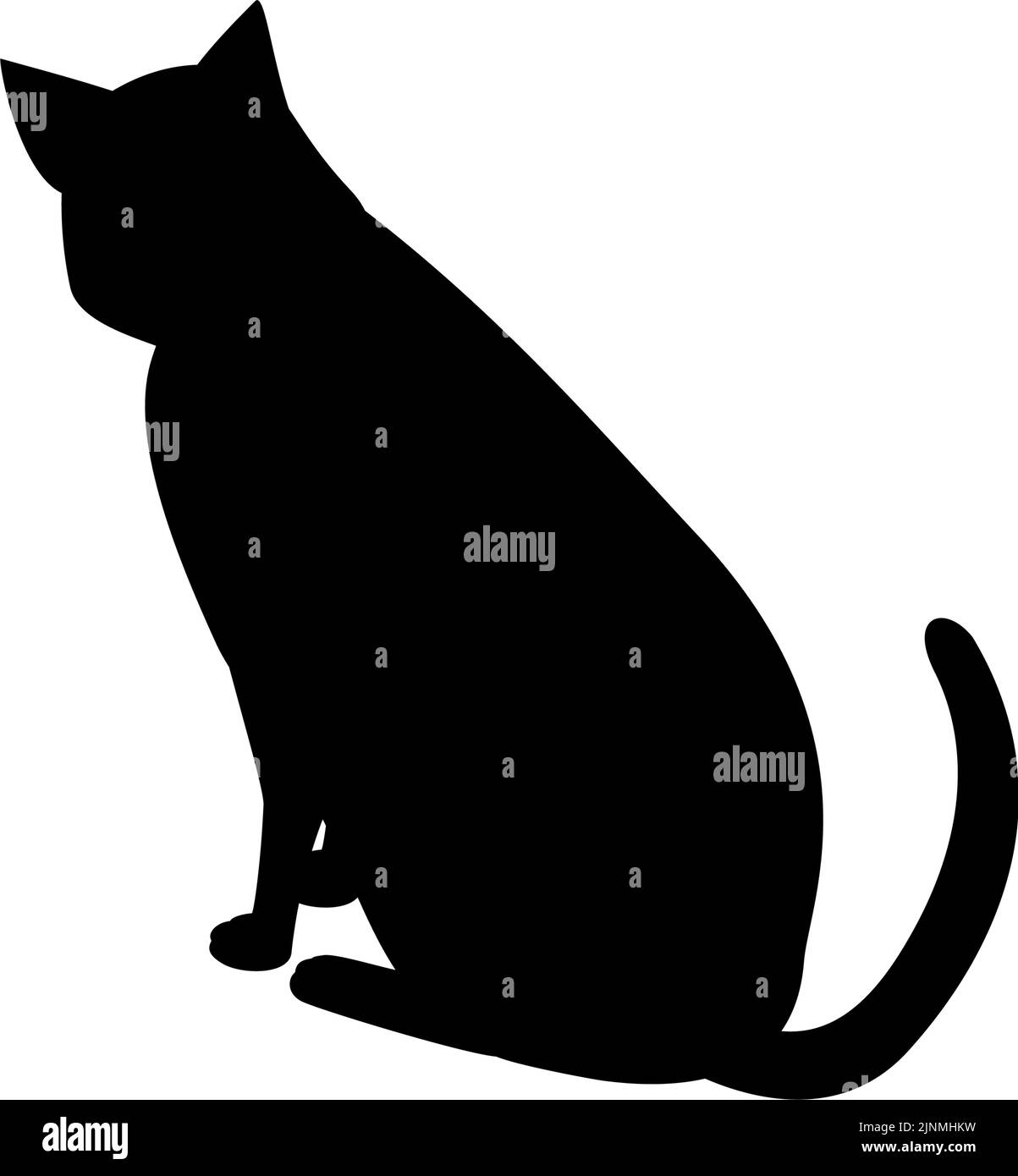 Vista posteriore di un gatto nero che guarda al pavimento Illustrazione Vettoriale