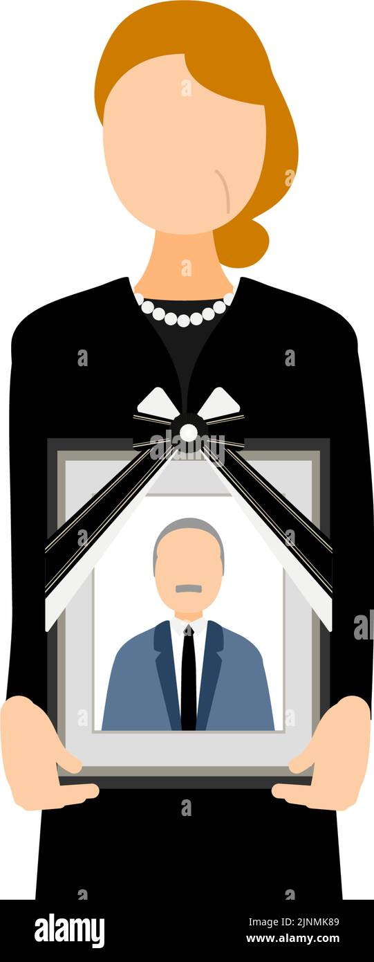 Donna anziana in piedi con il defunto di suo marito Illustrazione Vettoriale