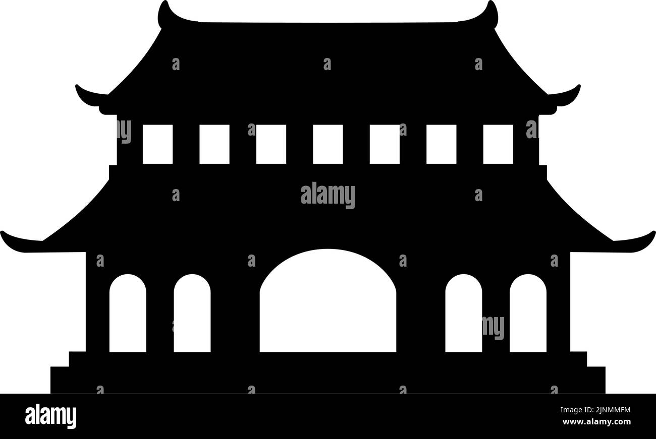 Tempio buddista in bianco e nero Illustrazione Vettoriale