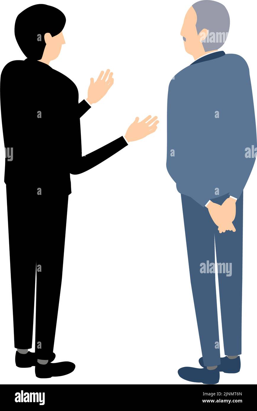 Vista posteriore di un uomo d'affari che parla con un gesto Illustrazione Vettoriale