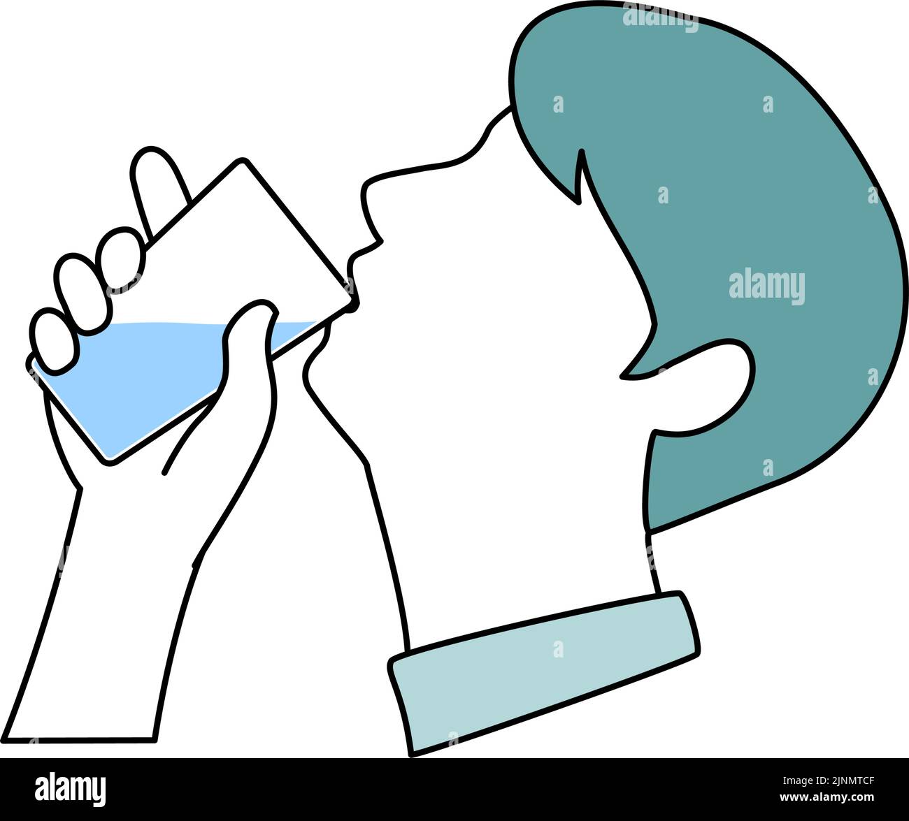 Profilo di un uomo che beve acqua Illustrazione Vettoriale
