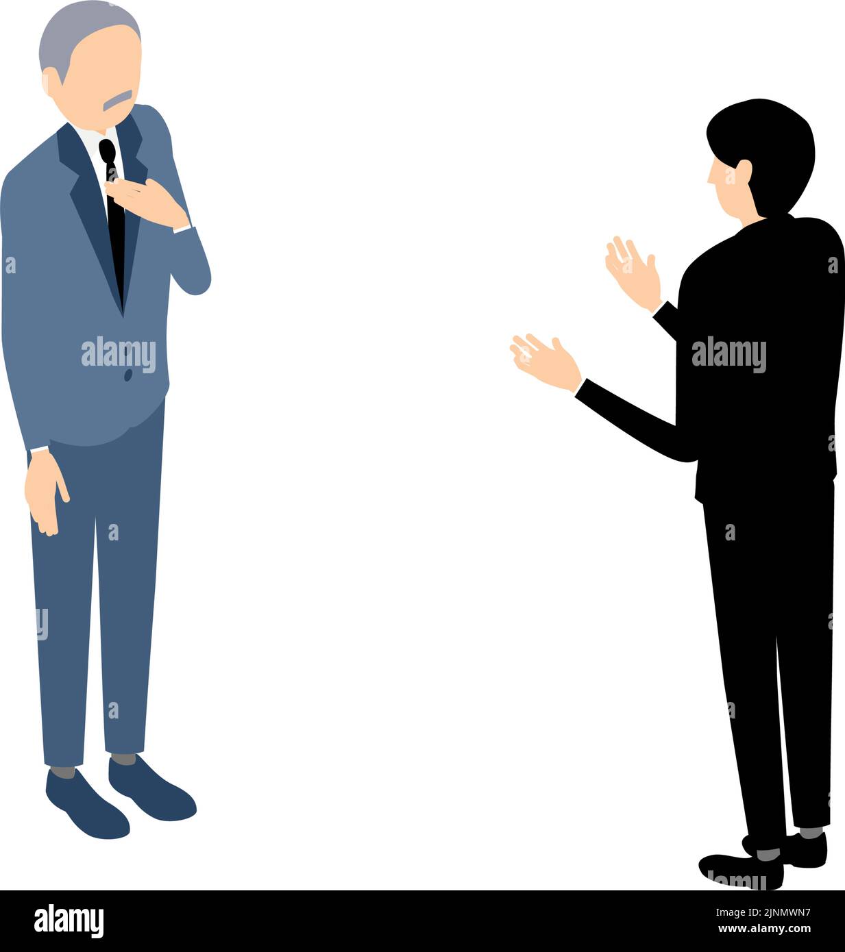 Una scena in cui un uomo d'affari sta avendo una conversazione con un gesto Illustrazione Vettoriale