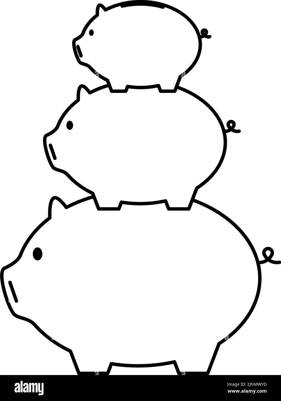 Immagine di risparmio, piggy banche accumulati Illustrazione Vettoriale