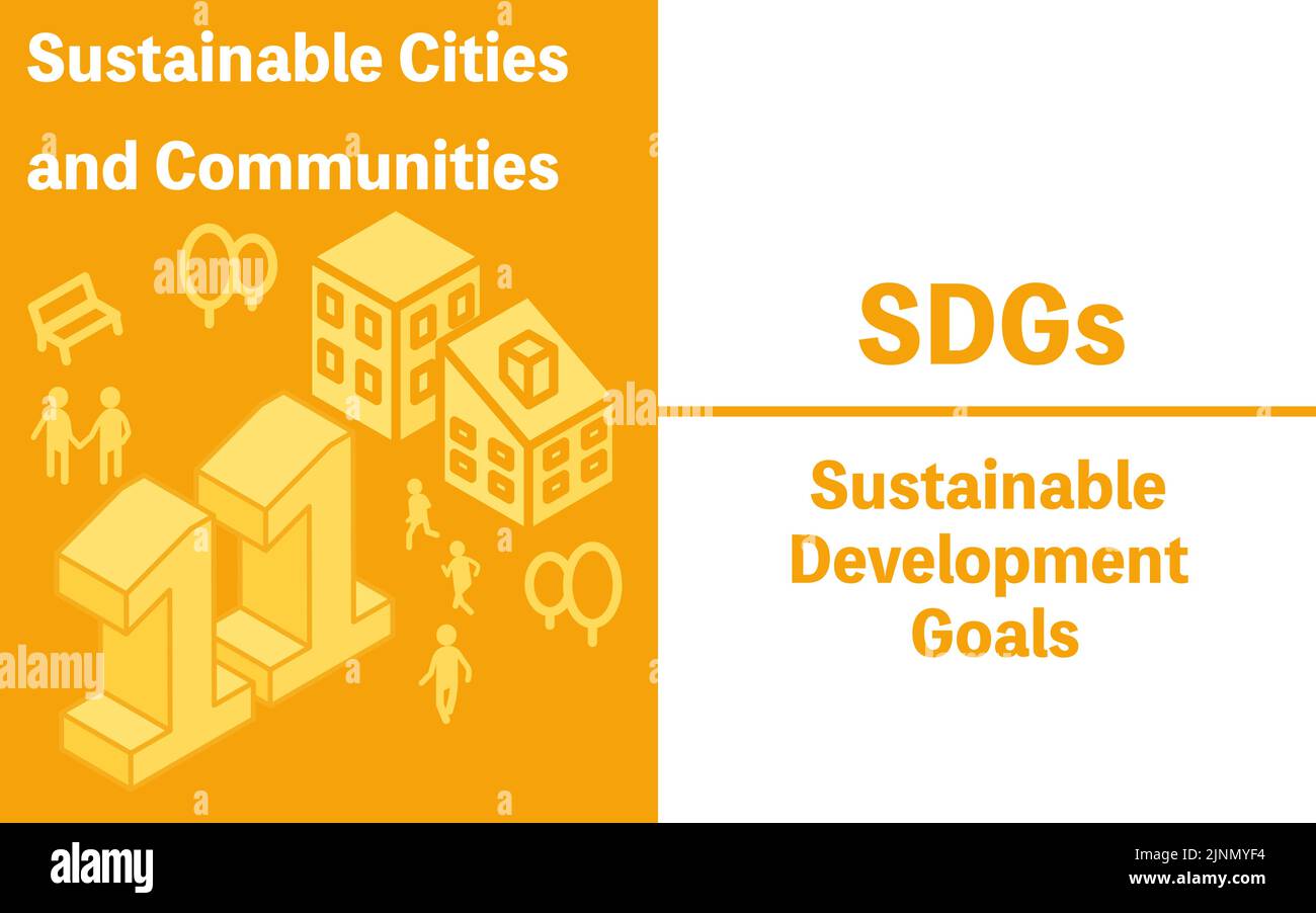 Obiettivo 11 degli SDG, città e comunità sostenibili Illustrazione Vettoriale