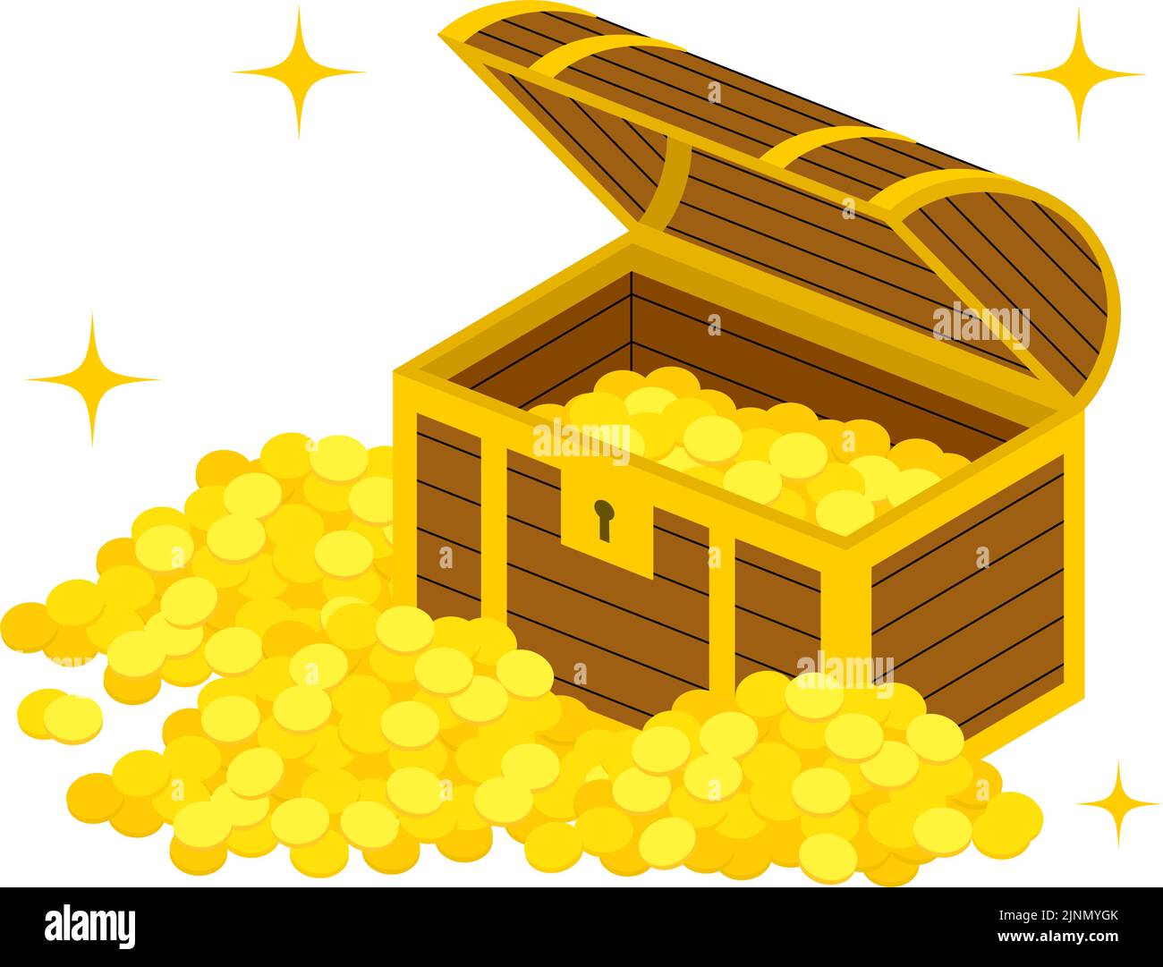 Un tesoro pieno di monete d'oro Illustrazione Vettoriale
